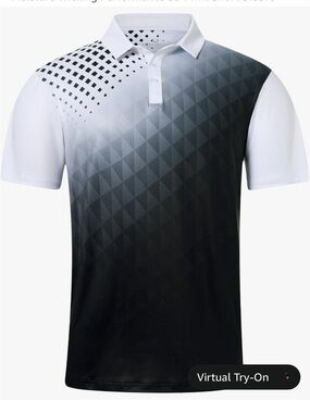 Men's Black and White Gradient Polo Shirt
